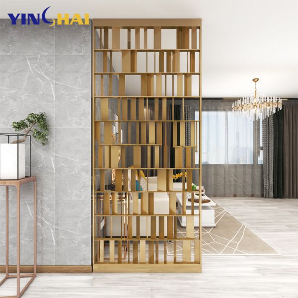 Modern Stainless Steel Screen Partition Decorative Gold Metal Room Divider For Bedroom