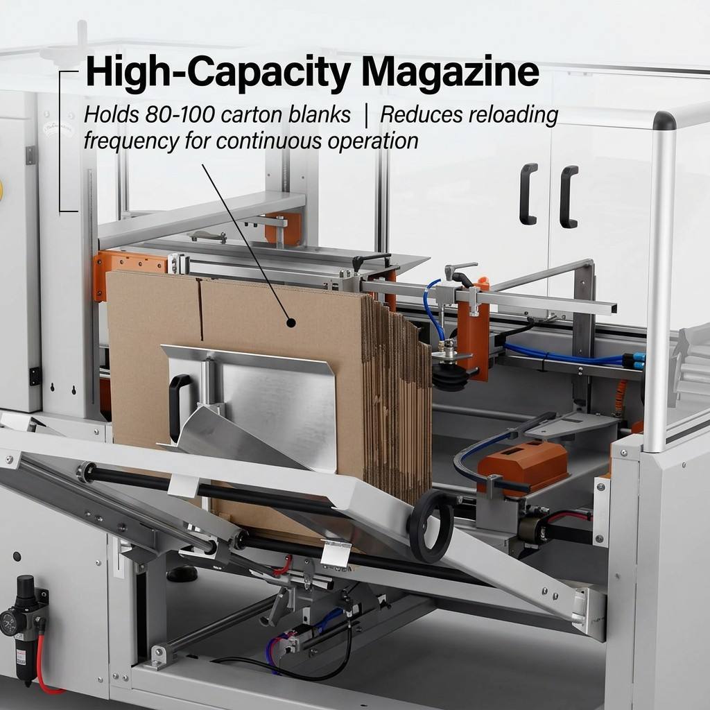 Industrial Carton Bottom Sealing Equipment Running Up To 12 Cartons Per Minute