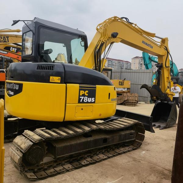                  Used Excavator Komatsu PC78us with Thumb and Rubber Track Secondhand Digger 7-8 Ton Mini Excavator Japanese Brand             