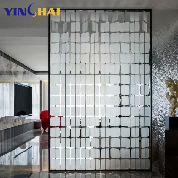 Customize Stainless Steel Screen Partition Steel Frame Room Divider With LED Light