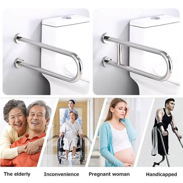 304 Stainless Steel U Shaped Grab Bars , Anti Slip Bathroom Safety Rails