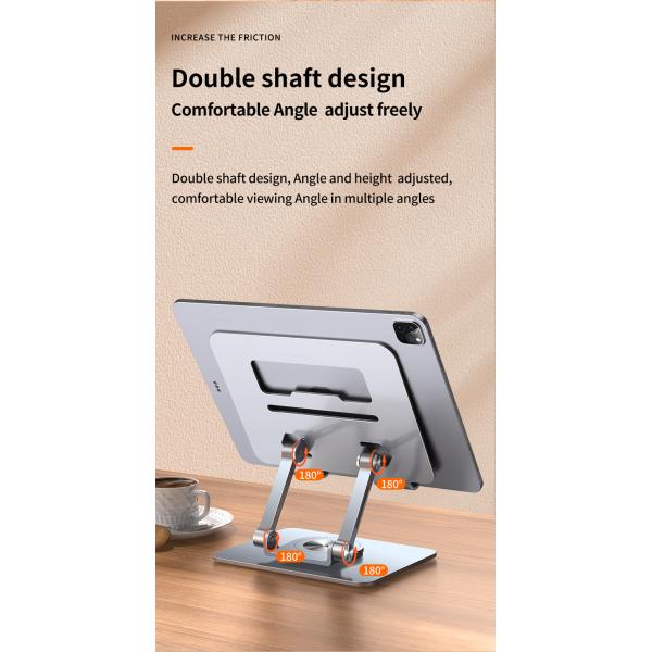 Folding Tablet Mobile Phone Stand Phone Holder Metal Alloy Device size supported 1 13 inch Adjustable height Easy to Carry