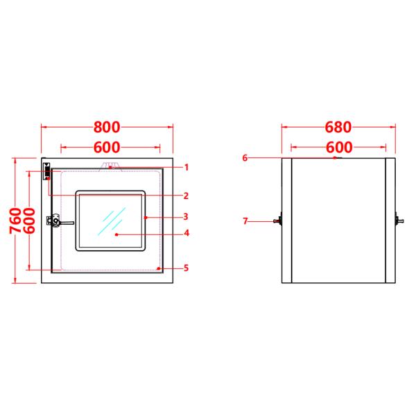 201 Stainless Steel Electronic Pass Box with Flat Door Design and 800x680x760mm Dimensions
