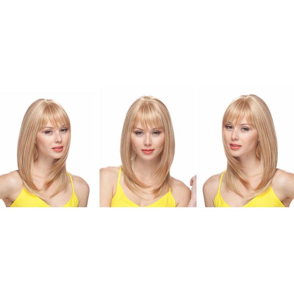 Machine Made Natural Looking Synthetic Bob Wigs Natural Straight Blond Female Wigs