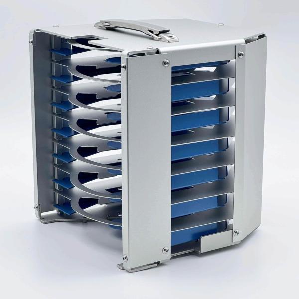 Custom 8 Inch 7 Slot Metal Wafer Cassette  , Wafer Carrier With Blue Teflon Coating