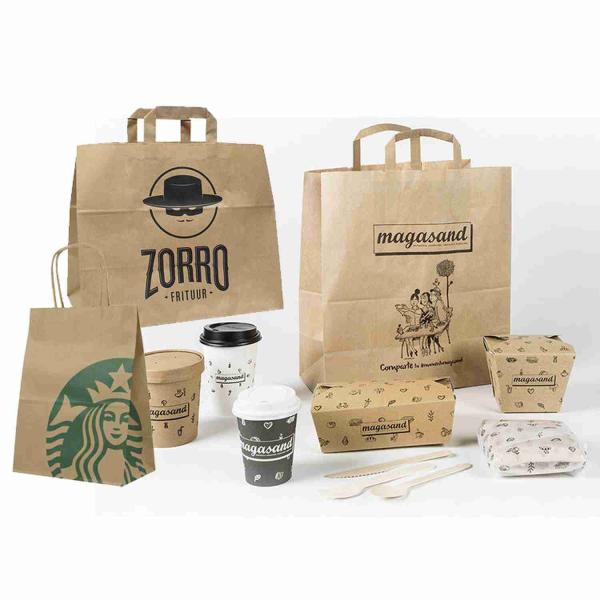80gsm 90gsm Flat Handle Cookie Coffee Takeaway Brown Kraft Paper Food Bags For Restaurant