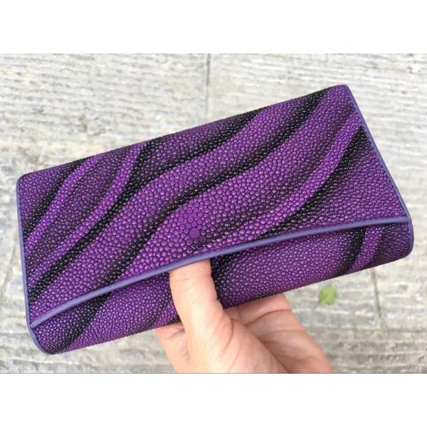 Authentic Stingray Skin Female Long Trifold Wallet Coin Case Genuine Leather Women Large Red Clutch Purse Lady Money Bag