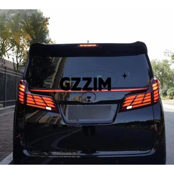 Lâmpadas traseiras LED de plástico de ABS preto vermelho para carros para Alphard 2015-2022 Atualização para 2024