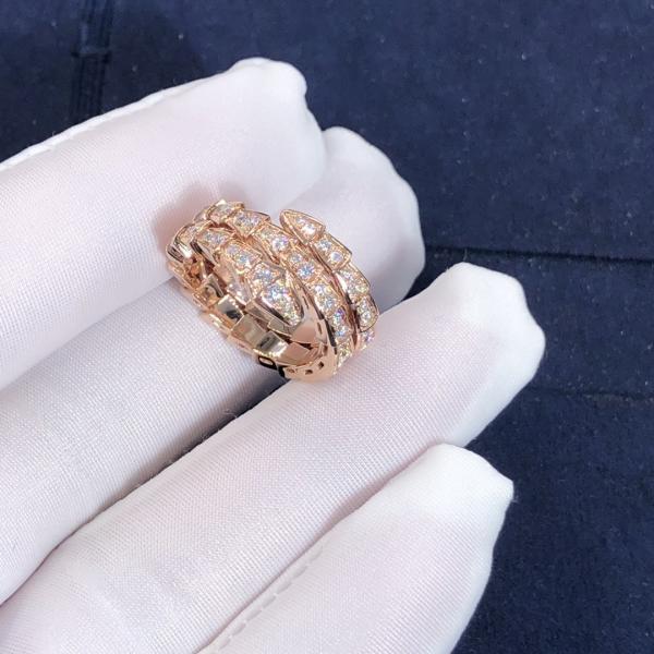 Elegant  18K Gold  2 Row Diamonds Serpenti Viper Ring Diamond Ring Yellow Gold White Gold