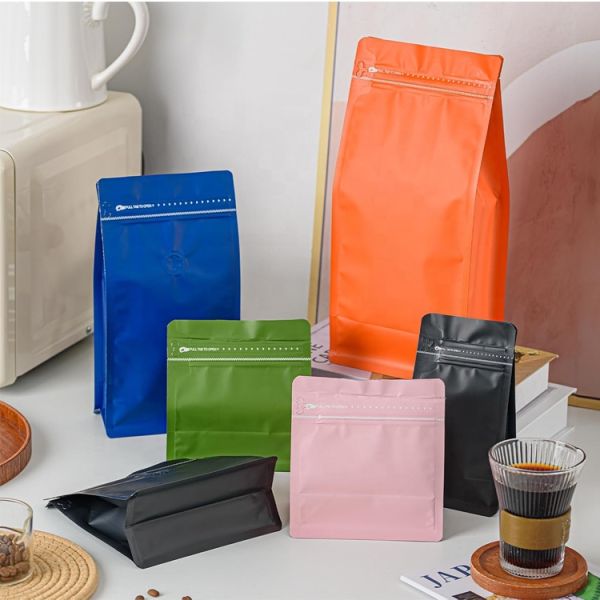 Wholesale Leak Proof Moisture Construction Recyclable Packaging Pouch Flat Bottom Coffee Zipper Bag