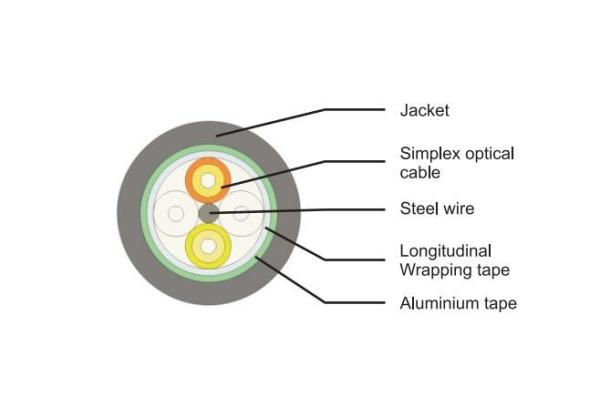 Waterproof Optical Fibre Cable 9.8mm 2 To 4F Fiber Optic Aerial Cable
