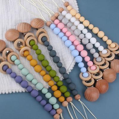 Toddlers Eco Friendly Silicone Pacifier Holder Beaded Pacifier Clip Heat Resistant