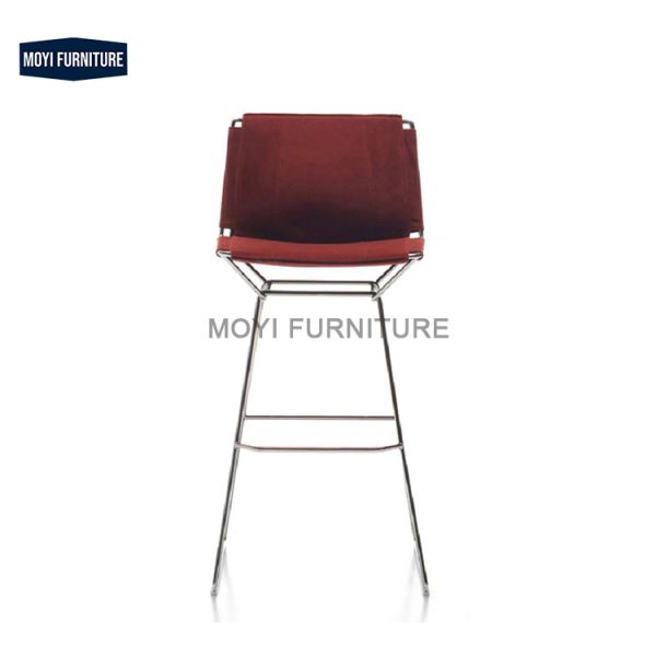 Sling Saddle-Leather Bar Stool (Stainless Steel Frame)