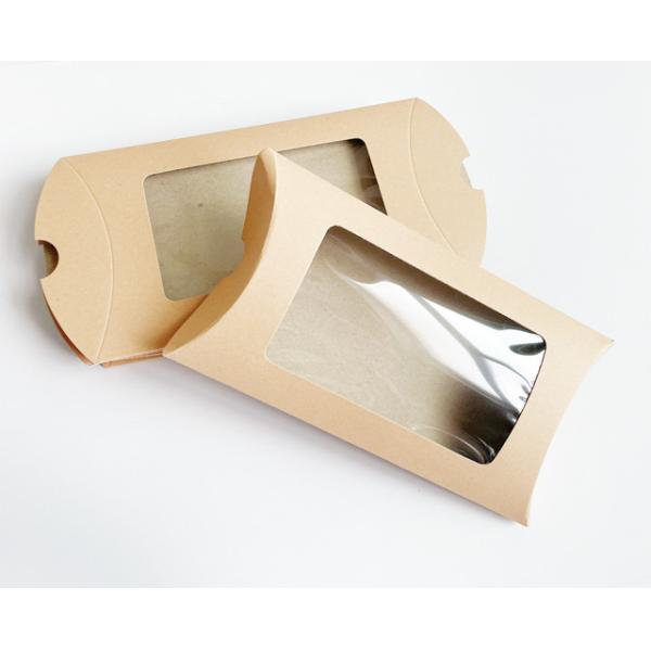 Window View Custom Logo Printing Kraft Pillow Gift Boxes for Candy Snack Jewelry Accessories