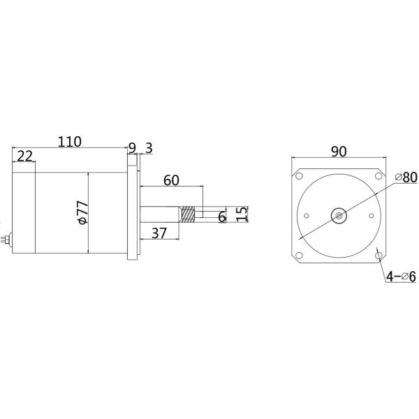 Adjustable Speed and Reverse 24V 100W Brushed DC Motor for Black Industrial Machinery