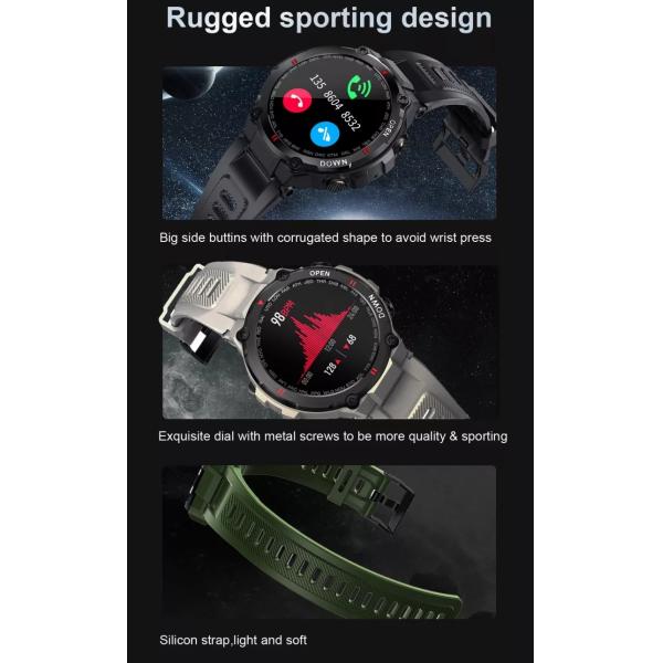 IP67 Waterproof Pressure Oxgen Tracking Sports Smartwatch With 1.28 Inch Screen