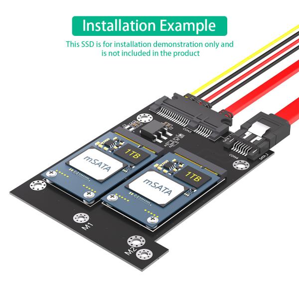 Карта с двумя SATA3 конвертерами для полного размера mSATA SSD поддержка 50.95 * 30 мм в черном