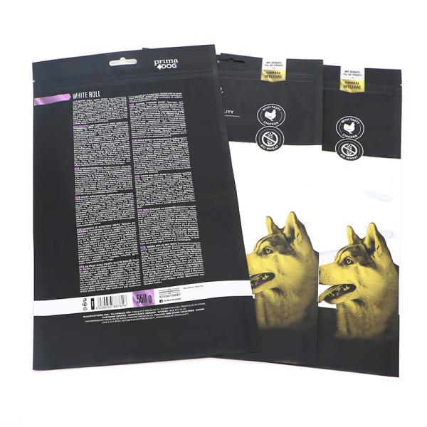 high quality custom resealable zip lock dog treats snack package with window plastic pet food packaging bags