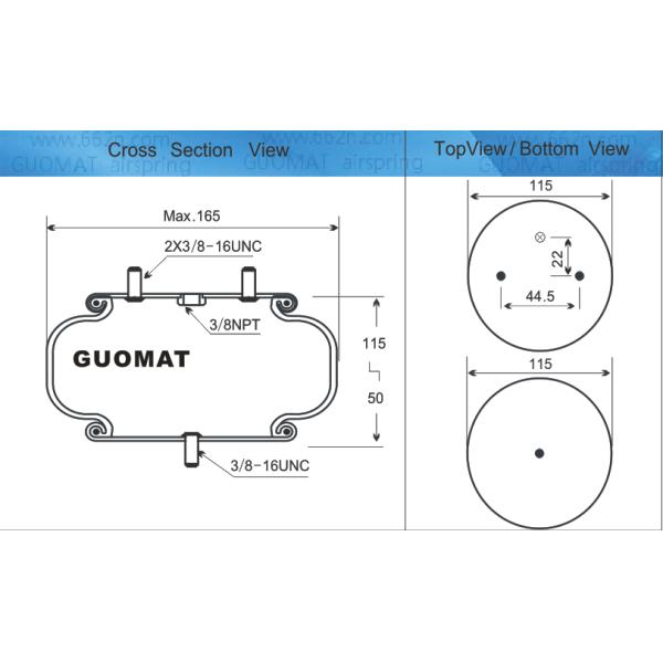 Макс OD. воздуховод стержней 3/8-16UNC 3/8NPT болтов мембраны 131 Firestone весен воздуха 165mm промышленный