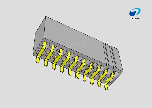 Female header, PCB Mount Receptacle, side plug, Board-to-Board, 20 Position, 1.27mm Pitch, Shrouded, Gold Flash, SMD