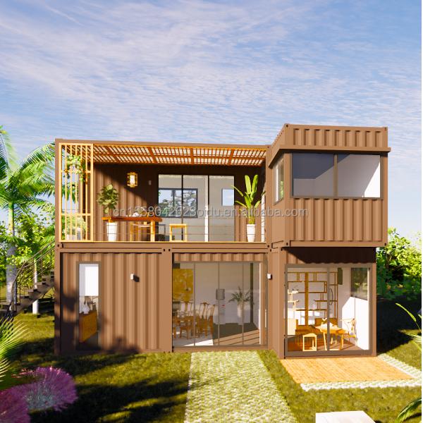 Color personalizado 20ft Flat Pack Living Steel Frame Modular Home Panel de sándwich prefabricado Envío de 3 dormitorios Casa de contenedores