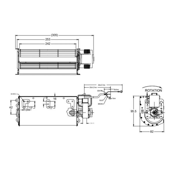 60mm X300 AC высокий поток перекрестный вентилятор 35W с пластиковым защитным покрытием обмотки