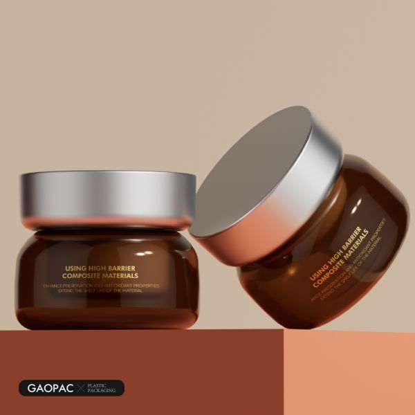 50ml Amber Cosmetic Jar with Screw Cap - Customizable Plastic Skincare Jar for Creams and Masks