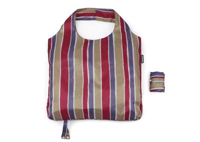 Striped Folding Tote Bag 190T Poly Foldable Grocery Tote Lightweight