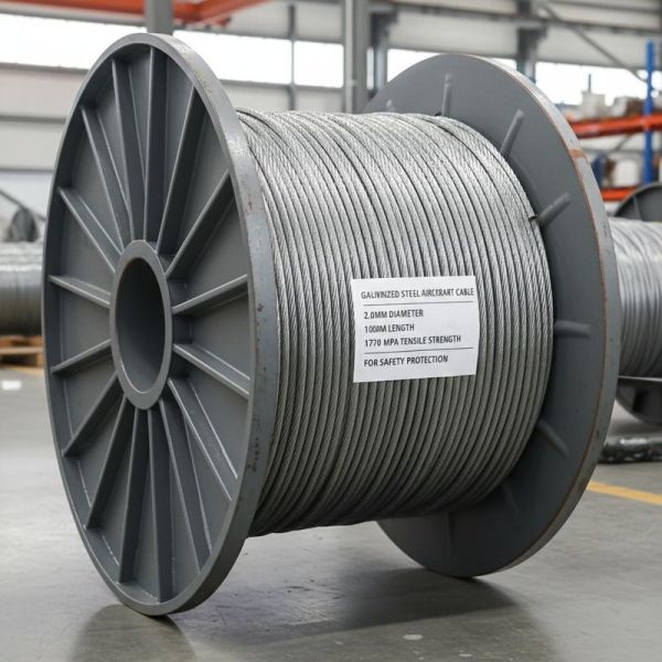 Galvanized Steel Aircraft Cable 2.0mm Diameter with 1770 MPa Tensile Strength and GBT20118-2006/DIN3055-72 Standard