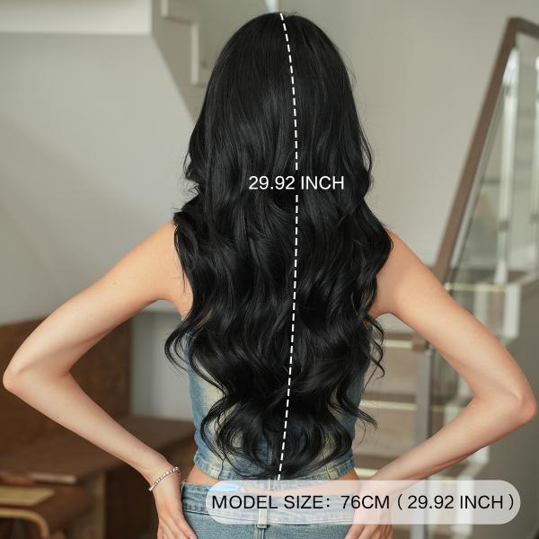 Fashion Long Body Wave Hair Black/Red Synthetic Wigs For Women