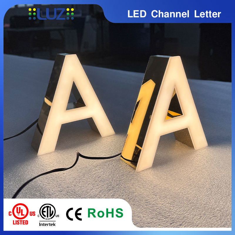 Custom Mirror Gold 3D LED Channel Letters Side Lit Acrylic Signage