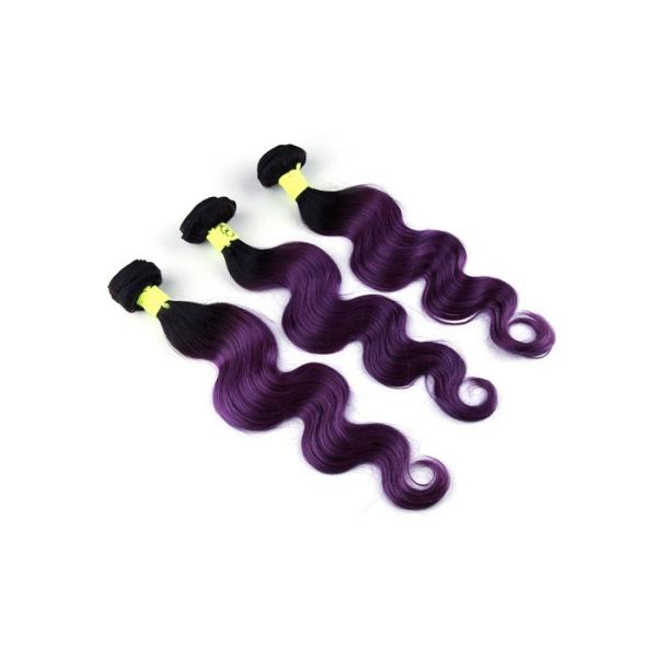 Double Machine Weft Purple Colored Human Hair Extensions No Any Split For Every Beauty