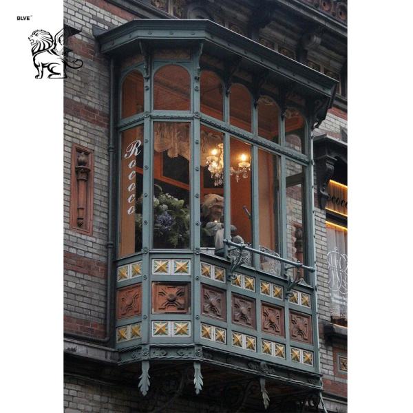 Wrought Iron Bay Window Green Metal Sun Room Glass Window Modern Popular Design Villa Houses