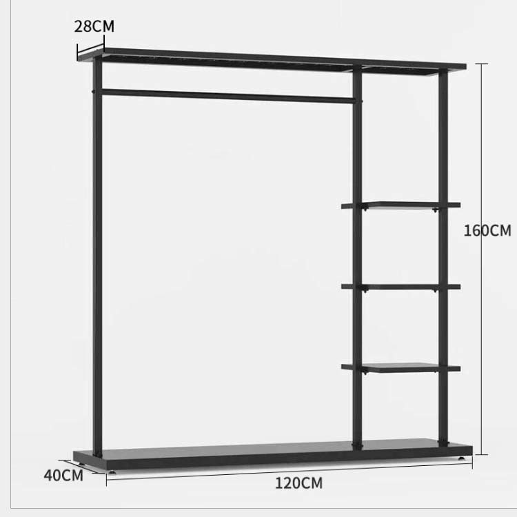 Commercial Sectional Display Furniture Gold Clothing Rack with Shelves and Wheels