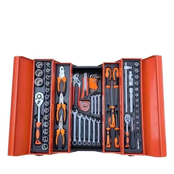 Iron Tool Box Combination Set 85 Piece Machine Repair Three Layer Foldable Sleeve Set For Tool