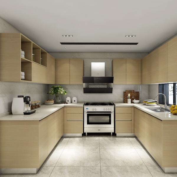 Off White Modern Kitchen Cabinet Wall walnut Cupboards Handleless