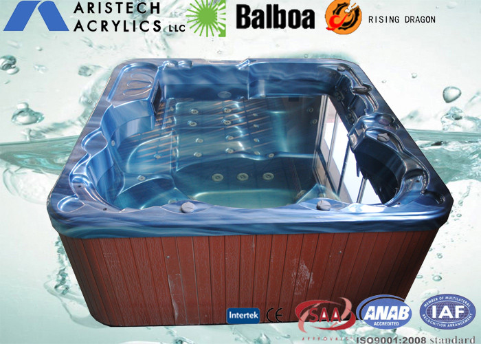 4 Seats + 2 lounges Square Combo Massage Bathtub / Outdoor Bathtubs In Ocean Wave Blue