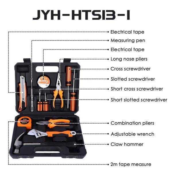 JYH-HTS13-1 12 Pieces Household Tool Sets Multifunctional Hardware Car Repair Toolbox