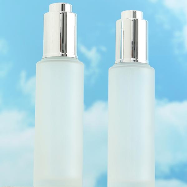 30ml Custom Clear Glass Bottle With Pressure Dropper for Cosmetic Skincare Packaging Frosted Color Collar and Free Sample