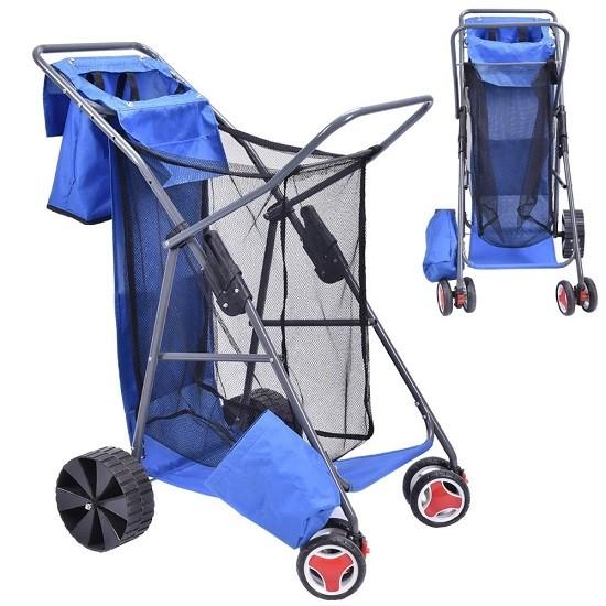 600D Oxford Fabric Folding Fishing Cart Collapsible Fishing Trolley With Big Wheel