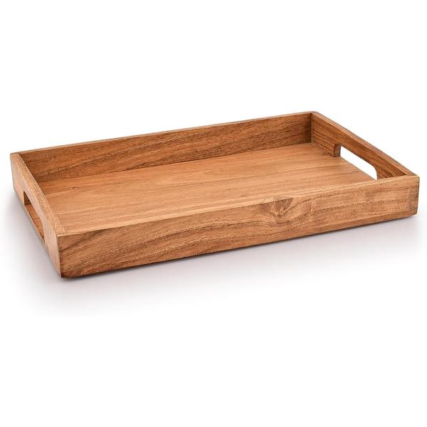 Wholesale Tray with Handles Wooden Serving Tray Snack Tray Great for Breakfast Coffee Tables