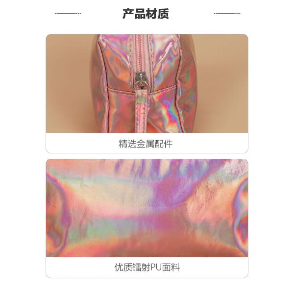 PU Cosmetic Bag Custom Logo Holographic Silver Purple Waterproof Zipper Pouch Rose Gold Makeup Bag Fashion