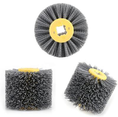Pincel de rolos abrasivo de nylon Rodas de escovas de cilindros industriais Escova para moagem de grãos de madeira