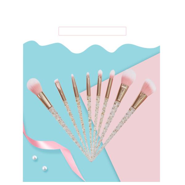 8PCS Fashion Design Cosmetic Brush Pink Glitter Plastic Handle Makeup Brush
