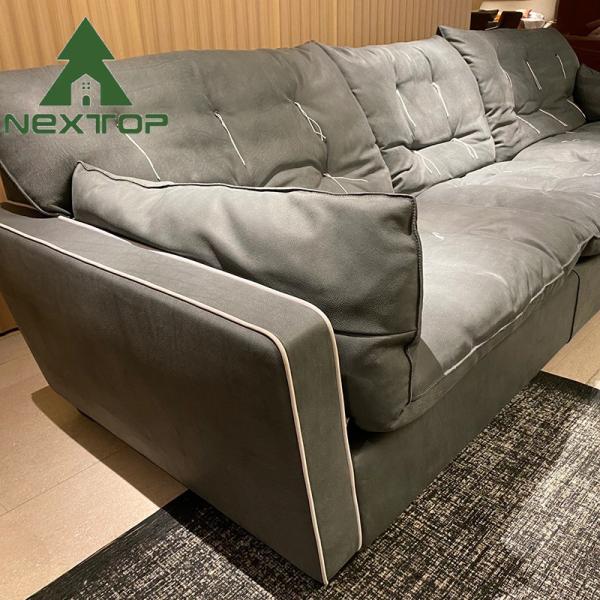 Light Green Comfortable Fabric 3 4 5 6 Seater Long Sofa Customization