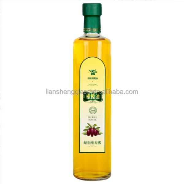 Bouteille d'huile d'olive ronde en verre vert avec couvercle Bouteille d'huile d'olive avec personnalisation du logo