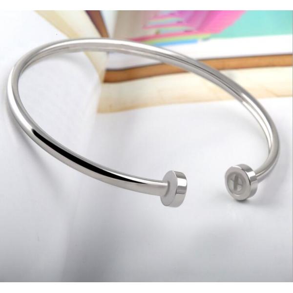High Polish Stainless Steel Nail Bangle Gold Color New Style Rhinestone Zircon Rose Gold Bangle