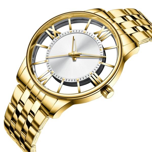 3ATM Stainless Steel 42mm Men'S Quartz Watch Transparent Case Customized