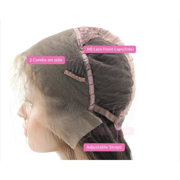 onda transparente de Front Human Hair Wigs Deep do laço 6A encaracolado