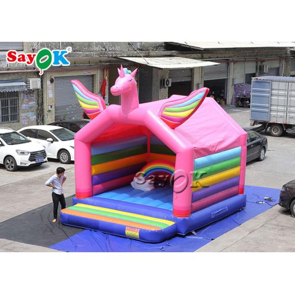 5x4mH Princess Pink Rainbow Unicorn Inflatable Bounce Castle For Kid